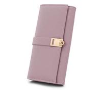 FuninCrea Cartera de cuero para mujer con 9 ranuras para tarjetas de crédito y ventana de identificación, cartera larga para mujer de gran capacidad con 3 compartimentos para dinero en efectivo y