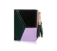 FuninCrea Cartera de Mujer de Cuero PU, Carteras Mujer Pequeña Monedero Mujeres con Colgante y Cremallera, Billetera Mujeres Cartera con botón para Cambio de Ción, Tarjeta (Verde)