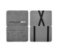 FuninCrea Cartera para hombre con 3 compartimentos para tarjetas y compartimento para monedas con cremallera, cartera delgada mate de piel sintética, gris, 10*7,5*1 cm, Moderno