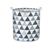 FuninCrea Cesto plegable para la ropa sucia de algodón y lino de 28 l, con asas, cesta circular para juguetes, cesta de almacenamiento para baño, cesta portátil para ropa sucia (triángulo)