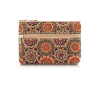 FuninCrea Kleine Portemonnaie Damen Münzbeutel, Kork Münzgeldbörse mit 2 Reißverschlussstaschen, Bohemischer Stil Mini Portemonnaie Damen tragbar Münzbörse für Karte Münzen Bargeld, Diseño 2, 12,8 * 1