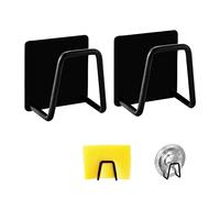 FuninCrea Marco de Esponja, 2 Unidades Duradero Impermeable para Fregadero de Cocina, Soporte de Esponja Universal Superautoadhesivo de Acero Inoxidable Accesorio de Cocina (Negro)