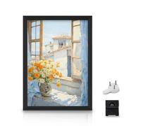 FuninCrea Marco de fotos de madera A4 con cristal acrílico irrompible, marco de fotos para colgar horizontal o verticalmente, con certificados, marco de retrato con gancho y clip (negro, A4)