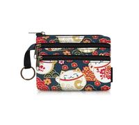 FuninCrea Mini Monedero de Lona con Cremallera y Llavero, Monedero Pequeño para Mujer con 3 Bolsillos, Moneda Bolso de Animales, Bolso de Monedas Llavero