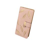 FuninCrea Monedero Mujer con Hoja Hueca, Cartera Larga de Cuero PU para Mujer con Múltiples Ranuras para Tarjetas, Doble Cartera Plegable, Monedero con Cierre, rosa, s, Minimalista