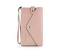 FuninCrea Monedero Mujer Grande con Correa de Muñeca para Teléfono Celular, Clutch Carteras de Mujer en Forma de sobre, Billetera Mujeres con Ranuras para Tarjetas y Bolsillo Cremallera