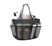 FuninCrea Organizador de ducha de malla, portátil, plegable, de secado rápido, con 8 bolsillos, organizador de baño, dormitorios, playa, viajes (gris)