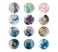 FuninCrea Pegatinas Magnéticas para Nevera, 12 Piezas de Vidrio Colorido patrón de mármol de Refrigerador Imanes Frigorifico Blanco Adhesivo Aplicable a la Decoración del Refrigerador (C)