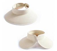 FuninCrea Sombrero Paja Mujer con Bolsa Almacenamiento, Sombreros de Paja Mujer Plegables UPF 50+ para Vacaciones Viajes Playa, ala Ancha Sombrero de Sol para Mujeres (Beige)