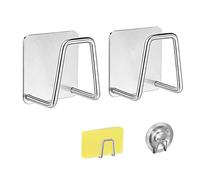 FuninCrea Soporte para Esponja, 2 Piezas Duradero Porta Esponja Universal Autoadhesivo Accesorios de Cocina para Almacenamiento y Drenaje del Hogar (Plata)