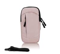 FuninCrea Soporte para teléfono móvil con correa extraíble, 2 bolsillos con cremallera, funda para teléfono móvil, correr, piel sintética, soporte para teléfono móvil, brazo para correr con cremallera