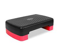 FUNJEPE 2 niveles de altura ajustable para entrenamiento aeróbico, paso a paso en fitness y ejercicio, plataforma de entrenamiento con 2 elevadores ajustables de 10 cm a 15 cm (rojo)