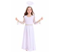 Funjoyz Disfraz de ángel Niñas Niños Vestido Blanco Angelito Para Navidad Halloween Año Nuevo Carnaval Mascarada Fiesta de Cumpleaños Cosplay,Accesorios de Ropa de ángel 105-160 CM,A2