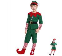 Funjoyz Elfo Navideño Disfraz Para NiñOs Niñas Niños,Conjunto de Disfraz de Elfo Navideño Verde Para NiñOs,Disfraz para Niñas Niños Navideño Año Nuevo Mascarada Cosplay Carnaval CumpleañOs