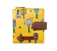Funk For Hire Cartera cuadrada pequeña de cuero vegano estampado para mujer, Amarillo mostaza, S, Casual
