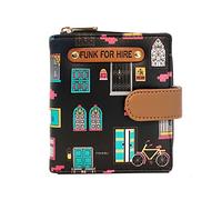 Funk For Hire Cartera de cuero vegano estampada para mujer, negro, S, Casual