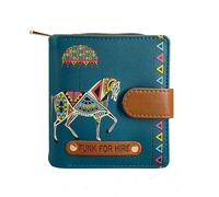 Funk For Hire Cartera de piel sintética estampada para mujer, color azul petróleo, talla única, moderna, azul petróleo, Talla única, Moderno