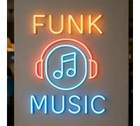 Funk Music - Letrero de neón para decoración de pared, letrero LED para estudio de música, luz de neón iluminada para sala de grabación, espectáculo en vivo, bar, hombre, cueva, club, fiesta