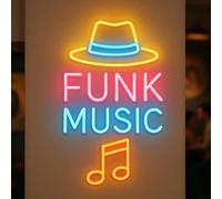 Funk Music - Letrero de neón para decoración de pared, letrero LED para estudio de música, luz de neón iluminada para sala de grabación, espectáculo en vivo, bar, hombre, cueva, club, fiesta