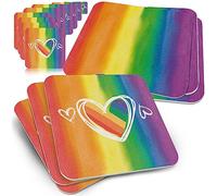 Funke & Brand LGBTQ+ Tapa de Cerveza Arco Iris - Juego de 50 Posavasos con Bandera del Orgullo para Vasos, Botellas y Tazas, Tapa de Cerveza, Bandera de la Paz, CSD Pride Queer Friendly