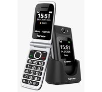 Funker C250 Comfort Power 4G - Teléfono Móvil de Tapa para Mayores, Base de Carga, Teclado de Alto Contraste, Botón SOS, Fácil de Usar, 3 Memorias Directas, Batería de 1450 mAh, Negro
