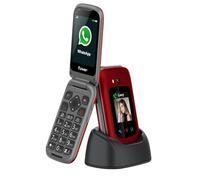 Funker E480 Teléfono Móvil 4G para Mayores con Whatsapp, Teclas Grandes, Botón SOS y GPS, Videollamadas, Pantalla 2.8", Base de Carga, Fotocontactos, Volumen Alto, Fácil de Usar, Color Rojo