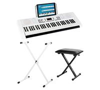 Funkey 61 Edition Set De Teclado Incl. Soporte Para Teclado Y Banco (300 Sonidos, 300 Ritmos, 10 Canciones Demo, Fuente De Alimentación, Atril Para Partituras, Soporte, Taburete) Blanco