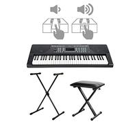 FunKey 61 Edition Touch Keyboard Set - 61 teclas - Touch Response - 300 sonidos y 300 ritmos - Acompañamiento automático y funciones de aprendizaje - incl. soporte en X y taburete - negro