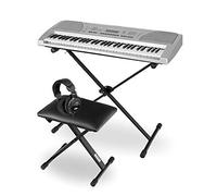 Funkey Deluxe Kit 61 Teclas Set de Keyboard - Keyboard para principiantes con 100 sonidos y ritmos y acompañamiento automático - Set completo incluyendo soporte, banco y auriculares - Plata