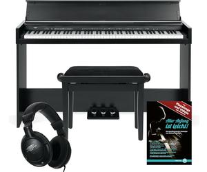 FunKey DP-1088 SM Teclado de piano digital delgado Set - 88 teclas sensibles a la velocidad y 3 pedales - 20 sonidos - Altavoces estéreo integrados - Incluye banqueta y auriculares - Negro mate