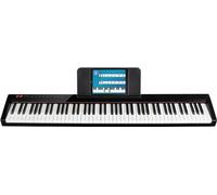 FunKey SP-588 Easy-Piano - Teclado con 88 teclas de tamaño estándar - Sensibilidad al tacto - Batería integrada de 2200 mAh - USB, MIDI y Bluetooth - Incluye funda y pedal de sustain - Negro