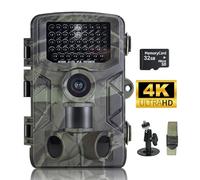 FunKind Camara Caza 50MP 4K, Camara Fototrampeo con Sensor de Movimiento, Cámara de Caza Nocturna Impermeable IP65, Visión Nocturna hasta 25m, Micro SD 32GB (HC808A)