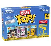 Funko Bitty Pop! 4 Pack: Disney - Mickey Mouse, Minnie Mouse (Pink Dress), Pluto, Mystery Mini Figure - Styles May Vary - 0,9 Pulgadas (2,2 cm) Coleccionable - Estante de exhibición apilable Incluido