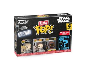 Funko Bitty Pop! 4 Pack: Star Wars - Luke Skywalker,OBI-WAN Kenobi & More | Merchandising Oficial de Ciencia Ficción - Mini Figuras de 2,2 cm con Expositor - Decoración de Tartas y Regalo de Fiesta