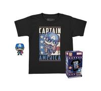 Funko Pocket Pop! & tee: Marvel - Captain America - para Chicos - Medium - Camiseta, Franela - Ropa con Minifigura de Vinilo Coleccionable - Idea de Regalo - Juguetes y Camiseta de Manga Corta