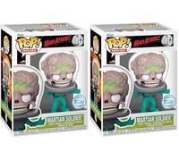Funko Pop! Movies: Mars Attacks - Alien Soldier - 1/6 de Probabilidades de Obtener la RARA Variante Chase - Brilla en la Oscuridad - Mars Attacks Film - Figura de Vinilo Coleccionable (Paquete de 2)