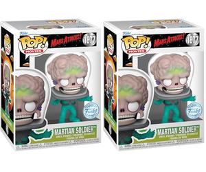 Funko Pop! Movies: Mars Attacks - Alien Soldier - 1/6 de Probabilidades de Obtener la RARA Variante Chase - Brilla en la Oscuridad - Mars Attacks Film - Figura de Vinilo Coleccionable (Paquete de 2)