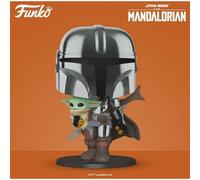 Funko Pop Star Wars El Mandaloriano XL con Baby Yoda - Armadura Cromática 25 cm