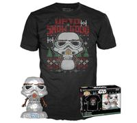 Funko Pop & Tee Figura Stormtrooper Navidad Star Wars - Pack Camiseta Unisex Algodón Talla S con Figura Coleccionable 10 cm