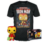 Funko pop! & tee: marvel - holiday iron man - brilla en la oscuridad -