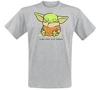 Funko The Mandalorian - Cute Child Sleeping - Grogu Unisex Camiseta Gris Jaspeado S