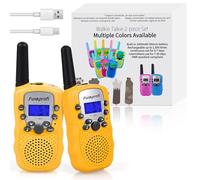 Funkprofi Juego de walkie-talkie T-388 para niños, 2 unidades, PMR 446, con batería, cable de carga, alcance de 3 km, 8 canales, juguete y regalo para niños a partir de 3 años (amarillo)