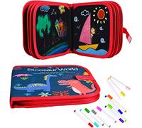 Funkprofi Libro de colorear para niños, portátil, para colorear, 14 páginas, reutilizable, con 12 lápices de colores, diseño de dinosaurios