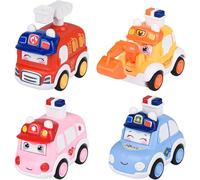 Funkprofi TUT TUT Baby Flitzer - Coche de juguete (4 unidades, a partir de 3 años, Push & Go Auto para niños, circuito eléctrico de carreras con coche de policía offroad)