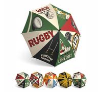 Funkstar Hardware® Paraguas classic | Diseño de rugby | 115 cm de fibra de vidrio cortaviento | Apertura automática | Impermeable | Gran dosel | Regalo de rugby para hombres y mujeres