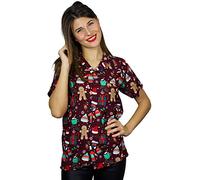 Funky Camisa Hawaiana Navidad, Christmas Gingerbread, Red, L
