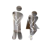 Funky Goods Crossed Legs Baño Divertido Toilet Restroom Door Accessories Símbolo Sign 5 '' Espejo Set para Ministerio del Interior y Trabajo (Blanco)