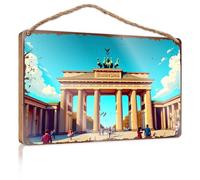 Funky Home Decor Brandenburg Gate: A Vibrant Berlin Landmark - Letrero para colgar en el porche o el baño (23 x 35 cm)