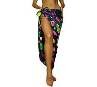 Funky Pareo Sarong Camisola Encubrimiento Hawaiano, Flamingo Melon, Negro, Grande