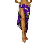 Funky Pareo Sarong Camisola Encubrimiento Hawaiano, Small Flower, Morado, Grande